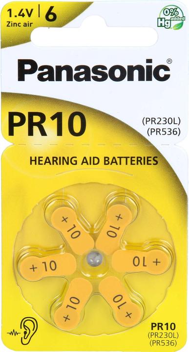 Panasonic Pile pour appareils auditifs PR 10, 6 pièces (6 pcs)