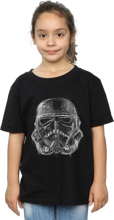 Actual product image Star Wars Girls Stormtrooper Scribble Helmet Cotton T-Shirt (140, 146)