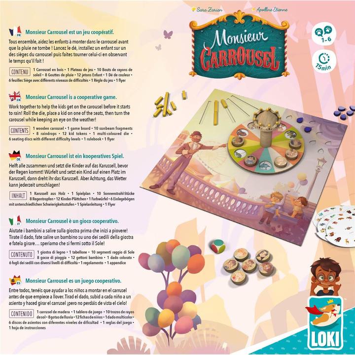 Produktbild Loki Kids 515729 - Monsieur Carrousel, Brettspiel, für 1-4 Spieler, ab 4 Jahren (Englisch)