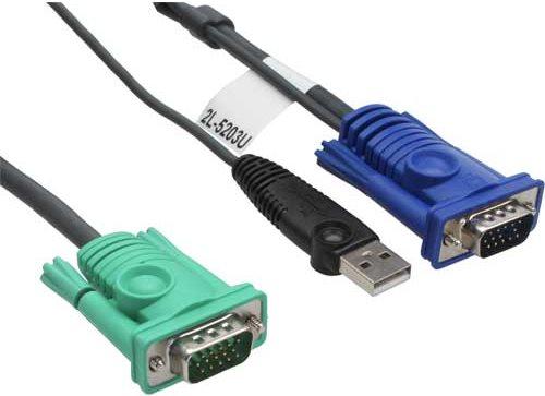 Actual product image Aten 2L-5203U KVM cable (HD15-SVGA, USB, USB) - 3 m