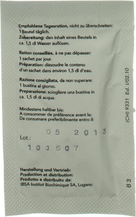 Nährwerte und Zutaten IBSA 750 mg (30 Stück, Beutel, 152 g)