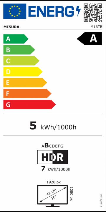 Label énergétique Misura Moniteur tactile LCD portable 16" M16TB - avec batterie intégrée (1920 x 1080 pixels, 16")