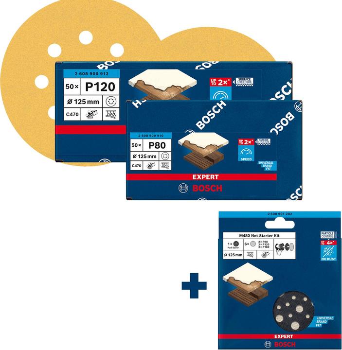 Produktbild Bosch Hausgeräte Bosch Schleifscheiben 125 mm C470 Wood + gratis M480 Starter-Set