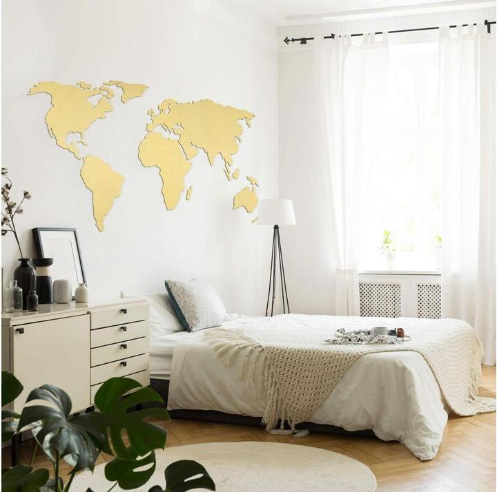 Image du produit Trenddeko Carte du monde 3D à effet doré (150 x 74 cm)
