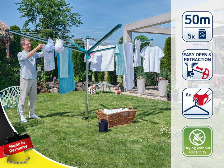 Image du produit Leifheit Séchoir parapluie Linomatic 500 Deluxe Cover (50 m)
