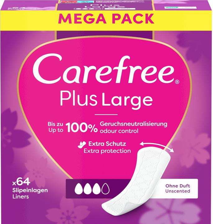 Carefree Slip pads Plus Large delicate scent - Variant: 64 ks (64 x, Slipeinlagen)