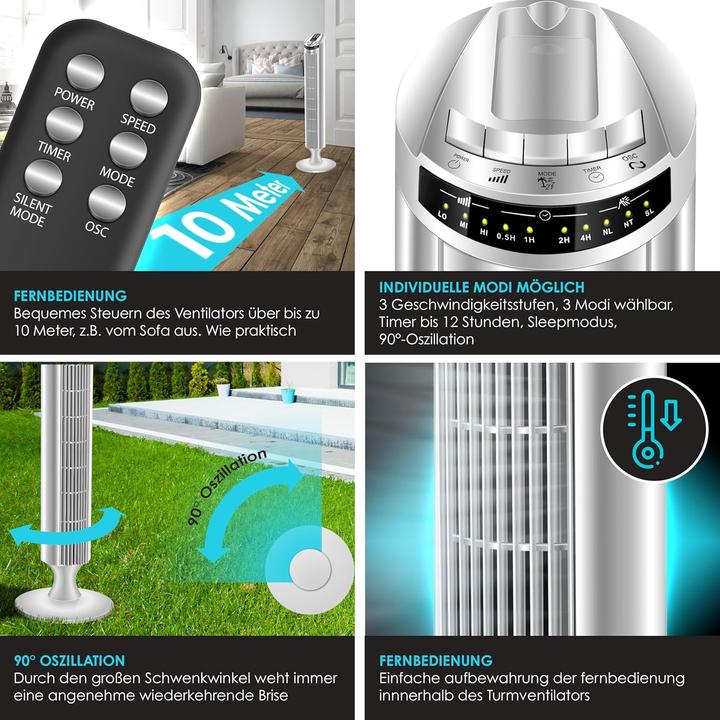 Produktbild Kesser Turmventilator mit Fernbedienung und Timerfunktion (51.50 dB)