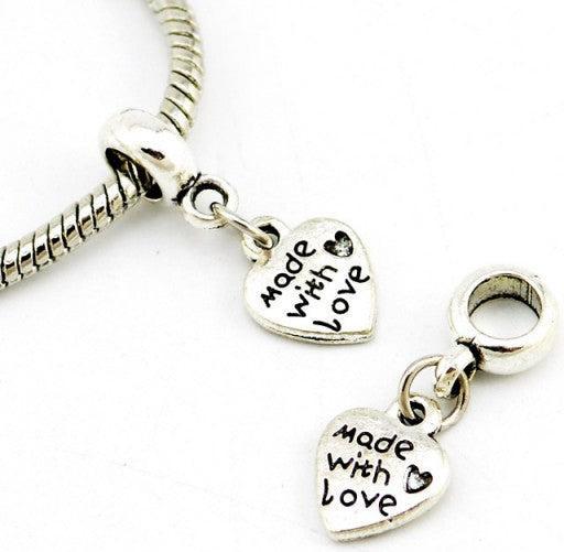Produktbild Hermex Herz made with love Charm Anhänger für Armband - Silbrig (Silber 925)