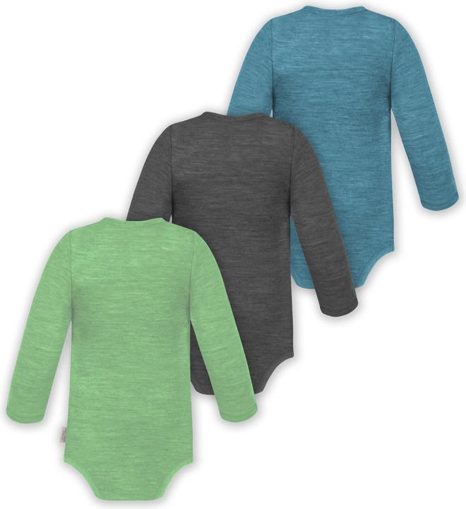 Actual product image Normani 3-pack baby merino long sleeve wrap bodysuit for boy and girl - 9355 (50)