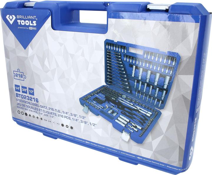 Immagine prodotto Brilliant Tools Set di chiavi a bussola, 216 pz., 1/4, 3/8, 1/2 (3/8", 1/2", 1/4")