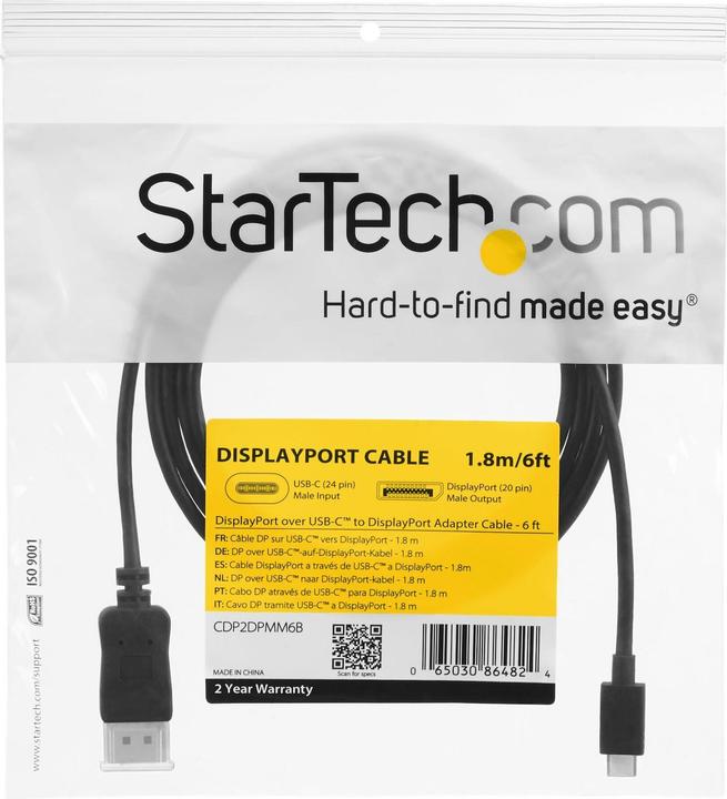 Immagine prodotto StarTech USB Typ C — DisplayPort (1.80 m, Altri, DisplayPort)