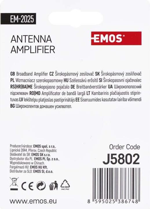 Immagine prodotto Emos Preamplificatore d'antenna 25dB VHF/UHF (Amplificatore)