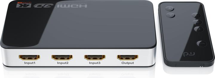 Produktbild Primewire HDMI Switch 4k Ultra HD, 3 Port, Verteiler mit Fernbedienung, 4K, 3D, CEC, ARC