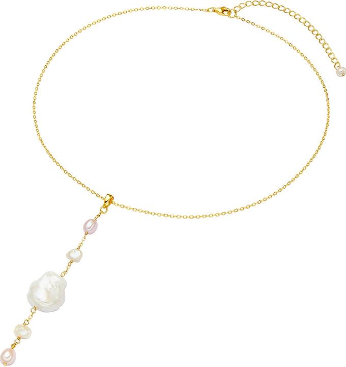 Image du produit Valero Pearls Femme argent sterling perles de culture d'eau douce or jaune 40,0 cm chaîne de base + 7,0 cm (Argent Sterling, 40 - 47 cm)