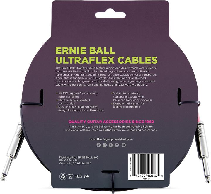 Immagine prodotto Ernie Ball Cavo per strumenti 6046 - 6,09 m, nero, lunghezza: 6,09 (6.09 m)