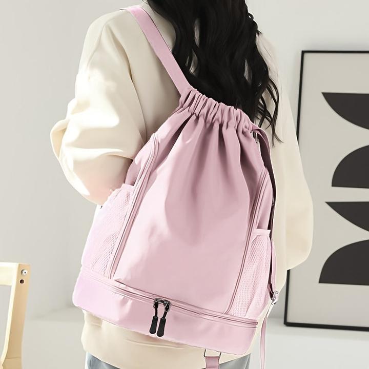 Only-Bags.Store Grosse Kapazität Drawstring Rucksack, tragbare Lagerung Rucksack mit Seite Mesh-Taschen, Basketball (20 l)