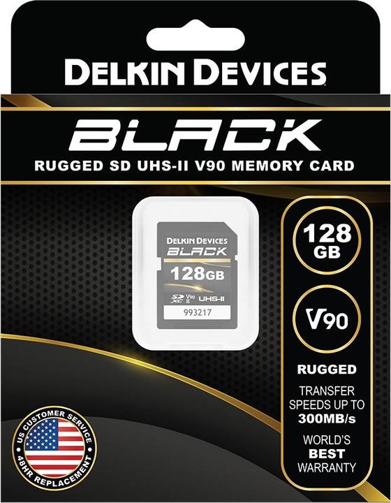 Actual product image Delkin BLACK UHS-II SDXC 128GB R:300MB/s W:250MB/s (128 GB, SDXC, U3, UHS-II)