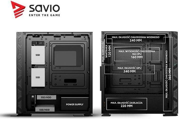 Immagine prodotto Savio Custodia per PC Prime X1 ARGB Glass Nero (ATX, mATX, Mini-ITX)