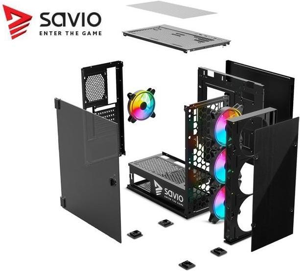 Immagine prodotto Savio Custodia per PC Prime X1 ARGB Glass Nero (ATX, mATX, Mini-ITX)