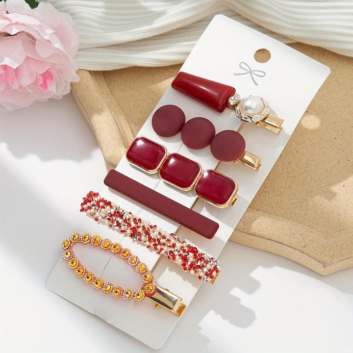 Activity Board 6 Stück/Set Elegant Clip Strass Faux Perlen Dekor Haar rutschfest Haarschmuck Clip (6 Stk.)