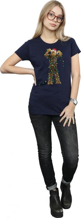 Actual product image Star Wars Womens/Ladies Chewbacca Christmas Lights Cotton T-Shirt (XXL)