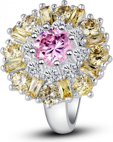 Actual product image Hermex Silver plated ring with pink yellow topaz cubic zirconia - Size 60 / Size 9 (9)