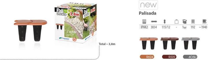 Actual product image Prosperplast Garden Palisade Flat Terracotta Stone 12 cm x 3.8 m (IPAK2-R624) (380 cm)
