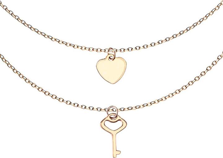 Immagine prodotto Star Piercing Ciondolo a catena in oro rosa con cuore e chiave (senza ottone, Acciaio chirurgico 316L)