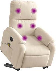 Actual product image VidaXL Massage armchair with stand-up aid TV armchair Beige microfibre fabric