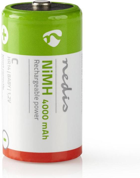 Actual product image Nedis Rechargeable NI-MH Battery C 1.2 V DC 4000 mAh Pre-charged 2-Blister HR14 Green/Red (2 pcs., C, 4000 mAh)