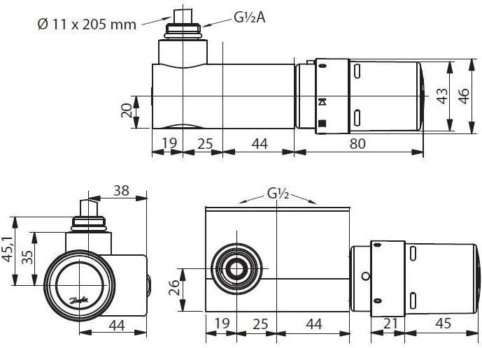 Immagine prodotto Danfoss Elemento termostatico VHX, RTX Mono angolo, bianco