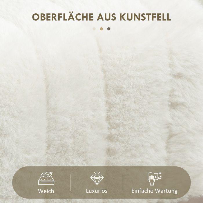 Immagine prodotto Swisshandel24 Panca, pelliccia sintetica, gambe in metallo, panca per scarpe, 82x30x47cm, bianco crema (82 cm)