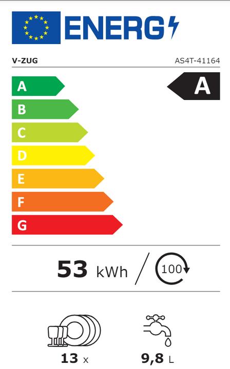 Label énergétique V-Zug Lave-vaisselle AdoraVaisselle V4000 I