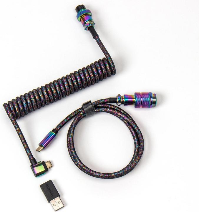 Actual product image Keychron Key RB Premium Coiled Cable Black Angled Cab-7