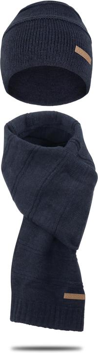 Immagine prodotto Normani Set invernale "Montreal" con cappello e sciarpa blu screziato (Taglia unica)