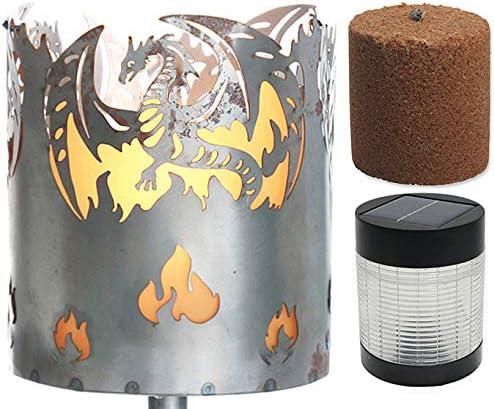 Produktbild Novaliv Gartenfackel Drache Feuerschale Metall mit Stiel Brennmittel Solarlampe LED