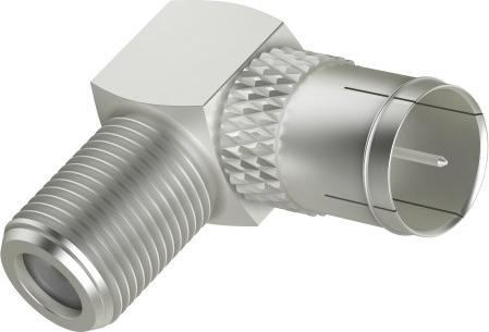 Actual product image Hama SAT adapter, push-on F-plug - F-coupling, 90 (Antenna cable)