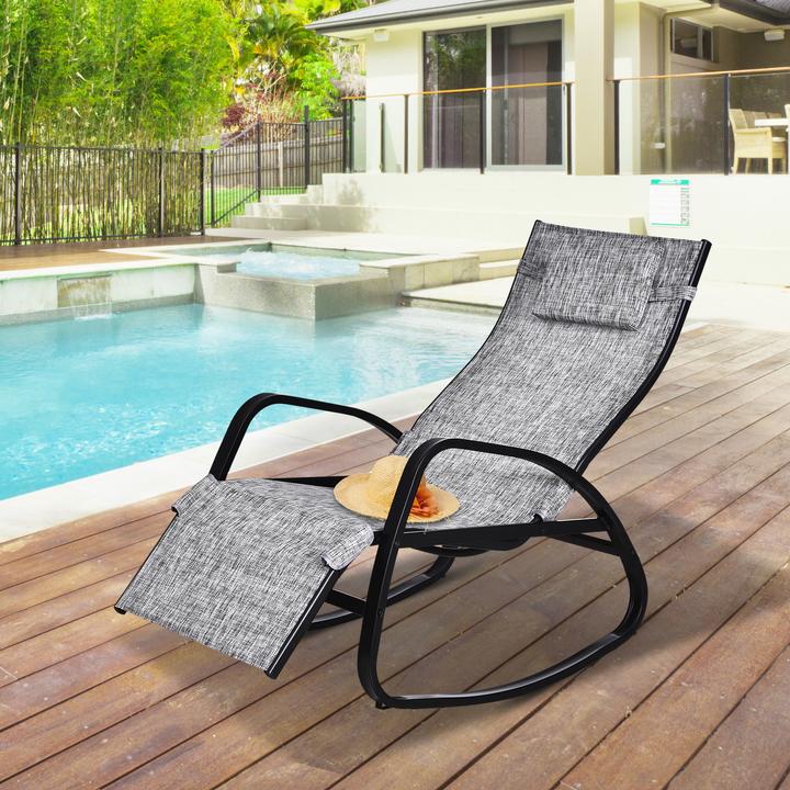 Produktbild Outsunny Schaukelstuhl mit verstellbarer Rückenlehne und Fussstütze (69 cm)