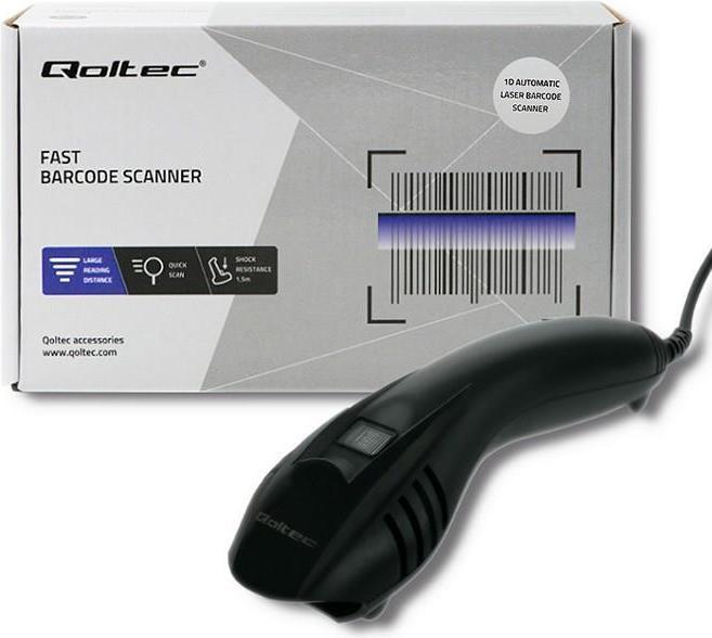 Immagine prodotto Qoltec 50861 Scanner laser cablato per codici a barre 1D (Codici a barre 1D)