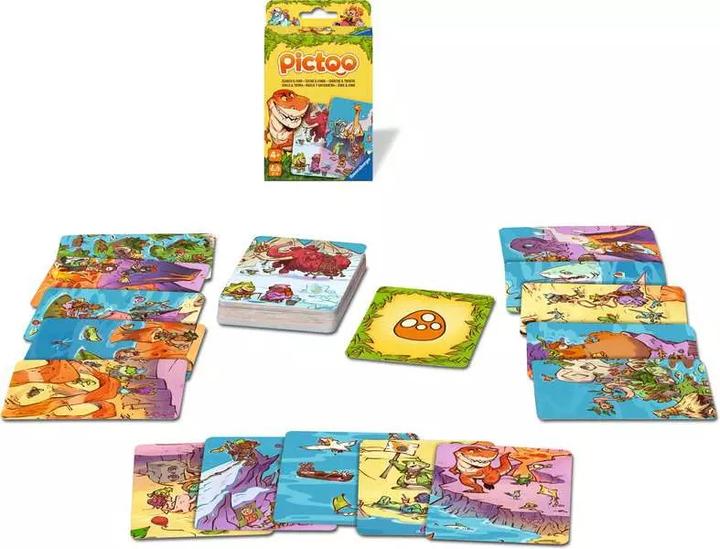Produktbild Ravensburger 23479 - Pictoo Dino Kartenspiel - Schnelles Karten-Suchspiel für Kinder ab 4 Jahren (Multilingual)