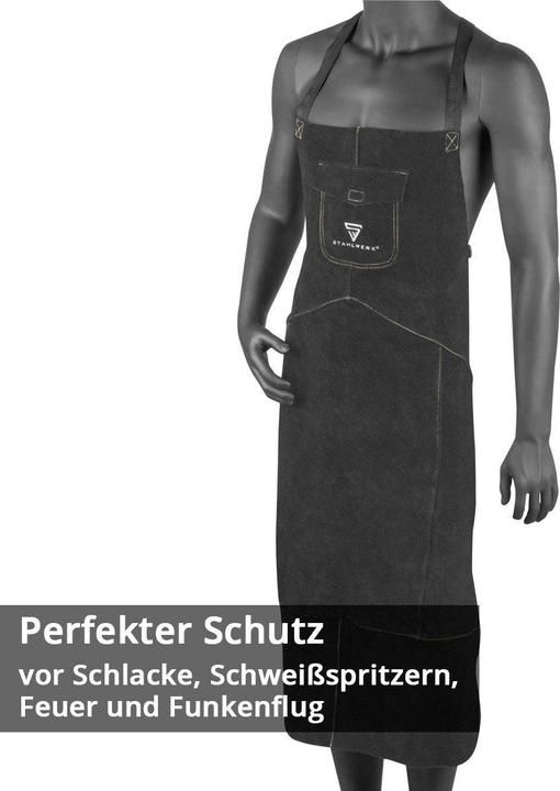 Actual product image Stahlwerk Black welding apron made from high-quality split leather (XL)