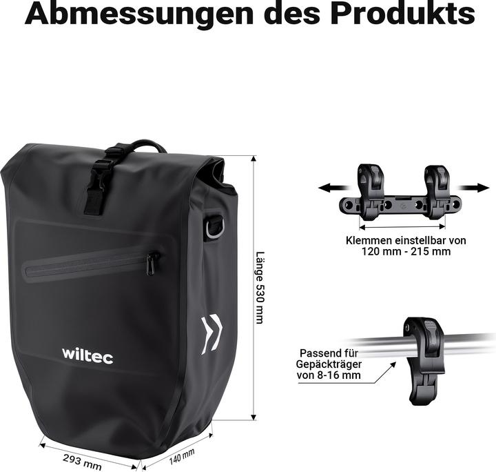 Produktbild Wiltec Gepäckträgertasche (28 l, Gepäckträgertasche)