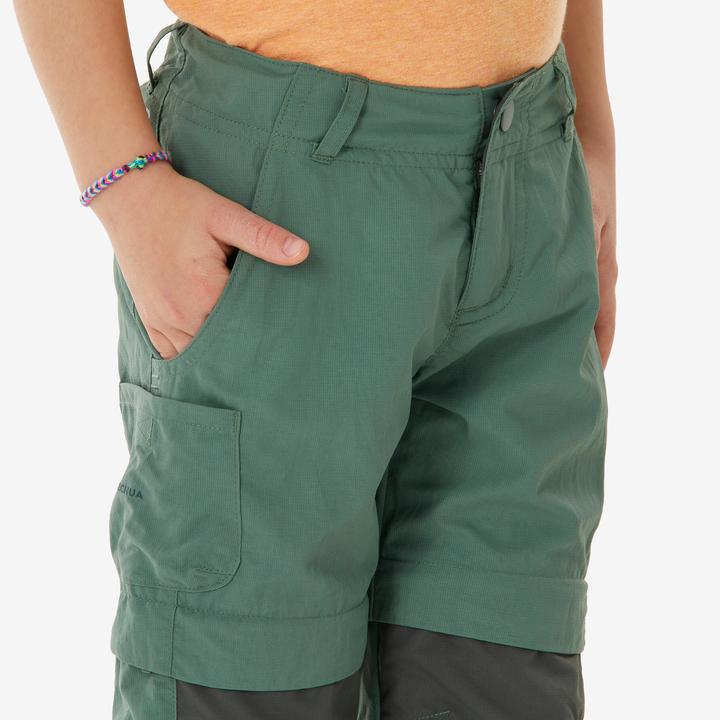 Actual product image Quechua Kids’ convertible hiking trousers, 2-6 years, MH500 - Green (2)