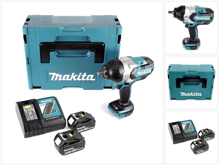 Makita DTW 1002 RTJ 18 V Cordless Impact Wrench Brushless Li-Ion + Makpac Case + 2 x Batteries BL 18 (Rechargeable battery operated)