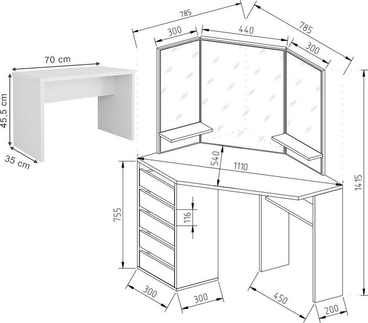 Produktbild Vicco Arielle (54 x 54 x 141.5 cm)