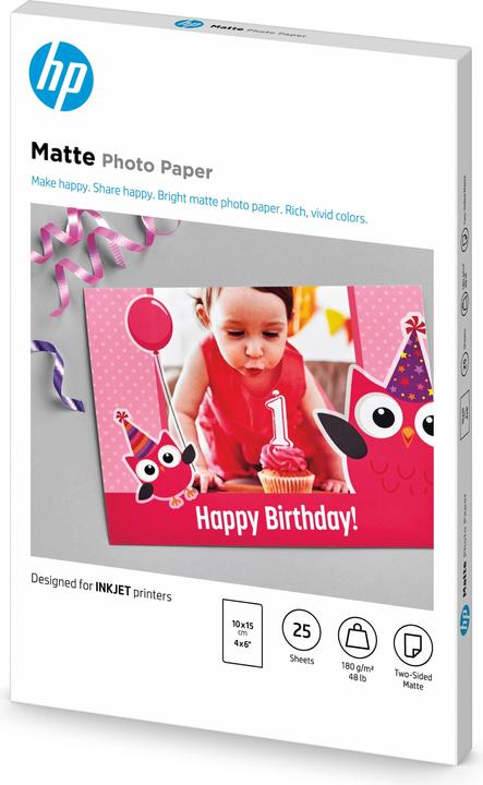 HP Matte Photo Paper (180 g/m², 10 x 15 cm, 25 x)