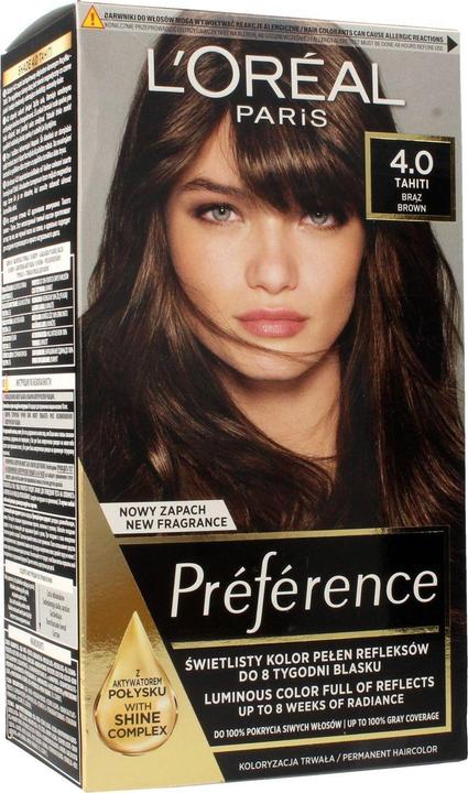 L'Oréal Paris L'Oréal Preference Hair Dye 4.0 Tahiti Brown (4.0 Tahiti Brąz)