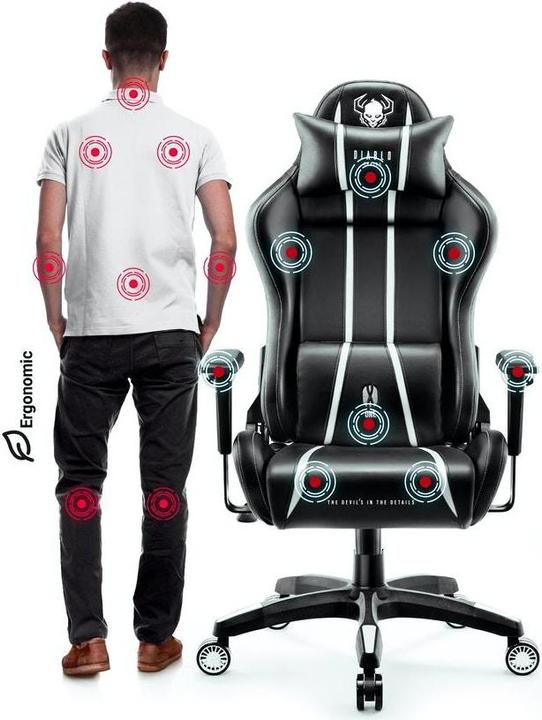 Immagine prodotto Diablo Sedia da gioco X-One 2.0 Gaming Chair Normal, Nero-bianco