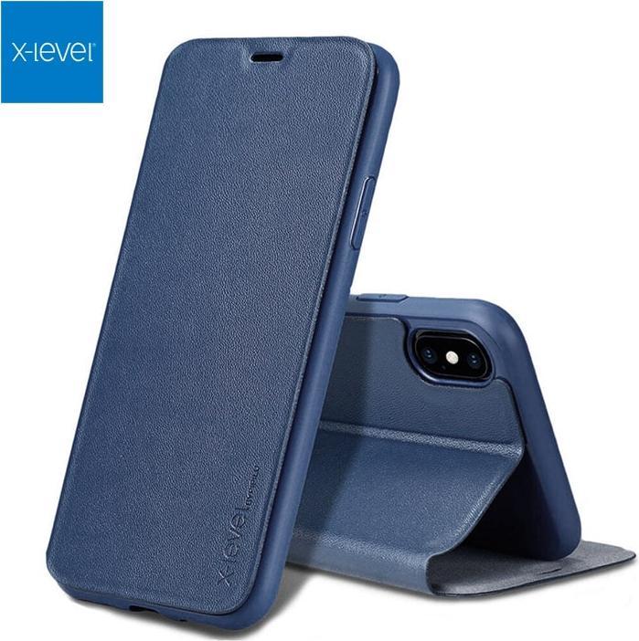 Actual product image X-Level iPhone 11 Pro Max - FIBColor Flip Etui, Kunstleder, 360° Rundumschutz, Dunkelblau (Apple iPhone 11 Pro Max)