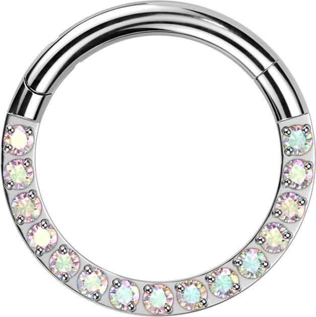 Image du produit Star Piercing Micro anneau segment pliable argent front cristaux multicolores (Titane G23, sans laiton)